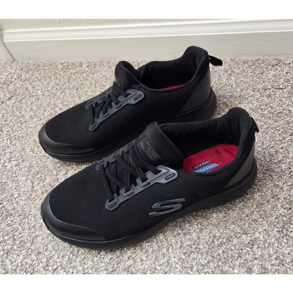 Skechers Work Squad Slip Resistant Black Slip on Sneakers Women's Size 8